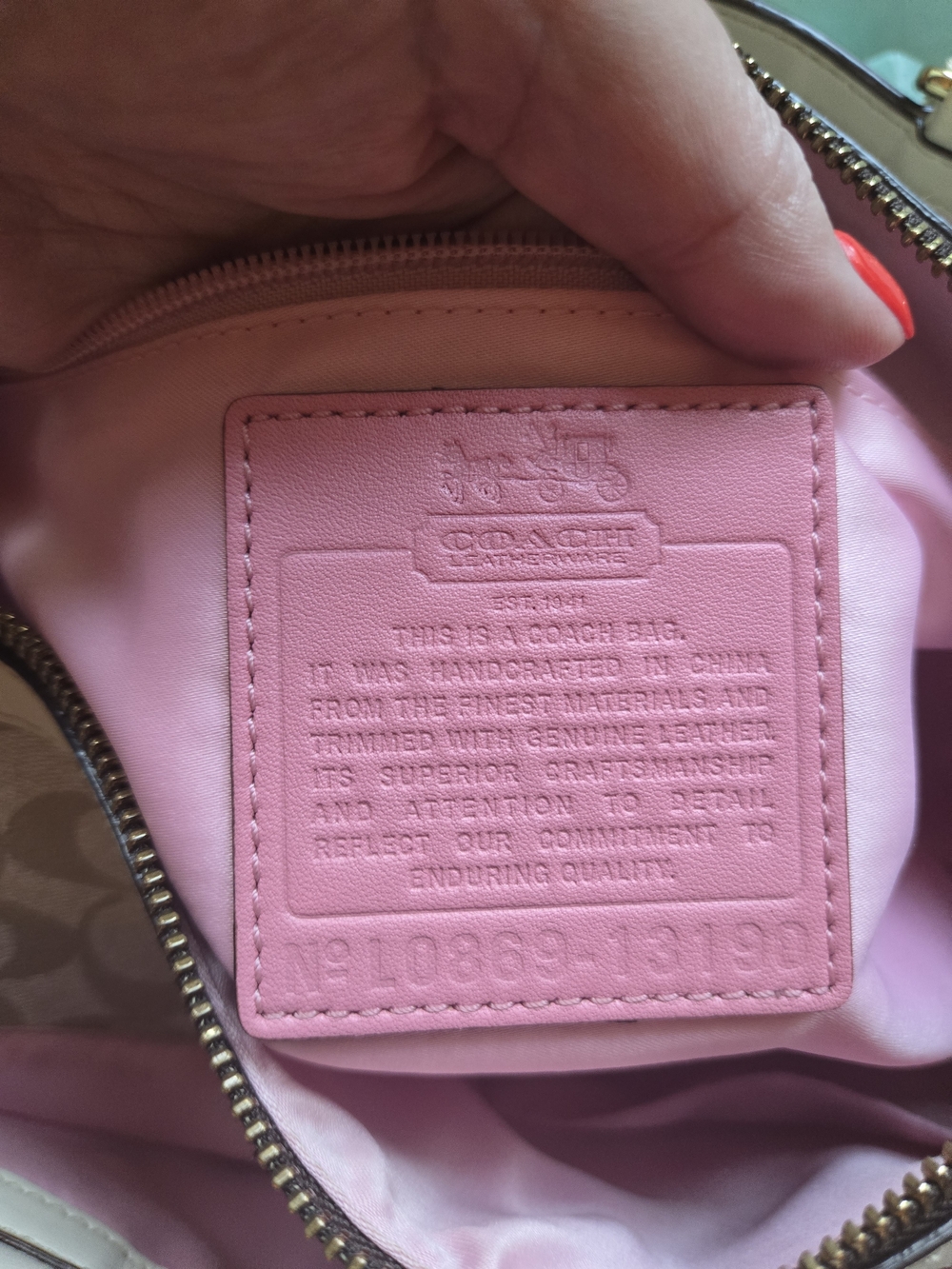 Vintage Coach Heritage Signature Stripe Satchel Bag in Beige, Pink & White - Picture 2 of 16
